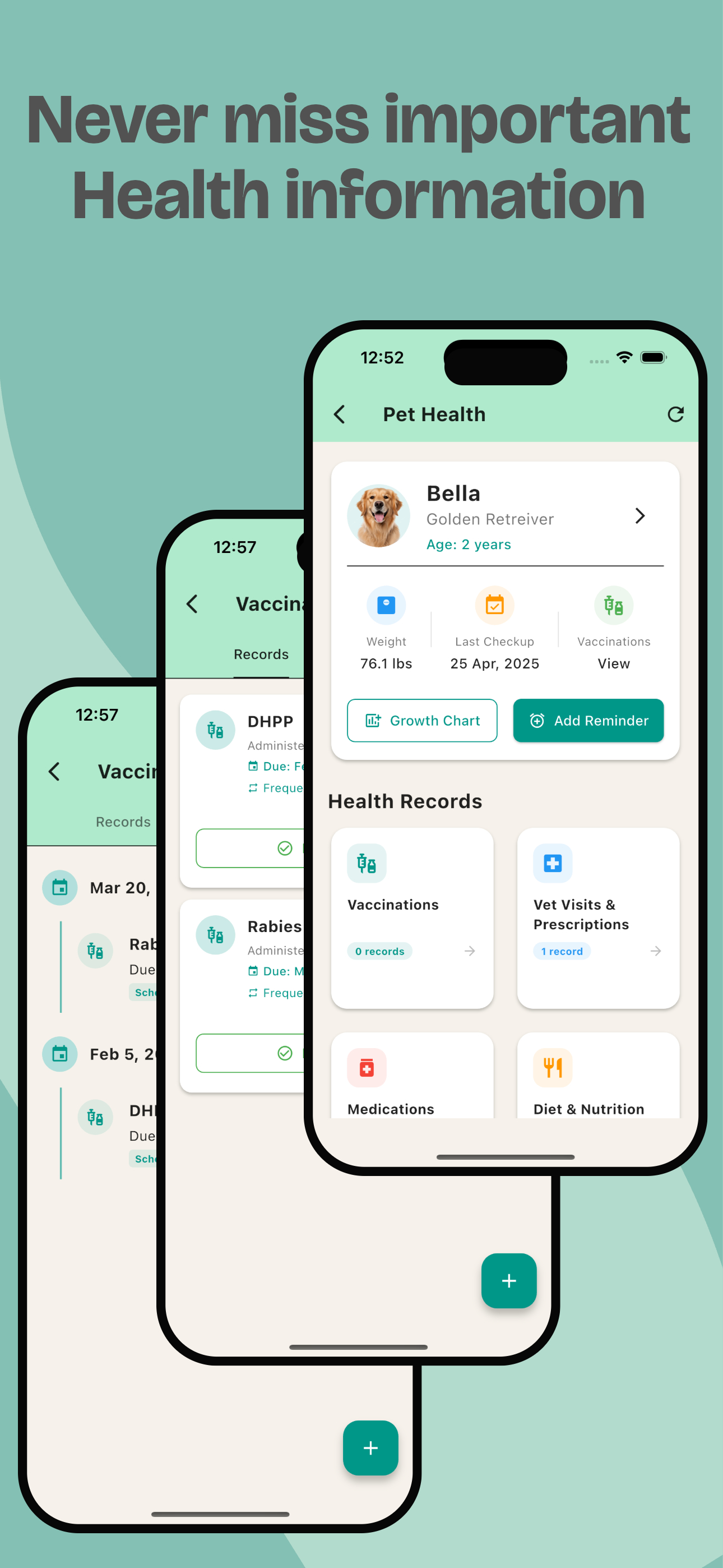 Health tracking interface with vaccination records